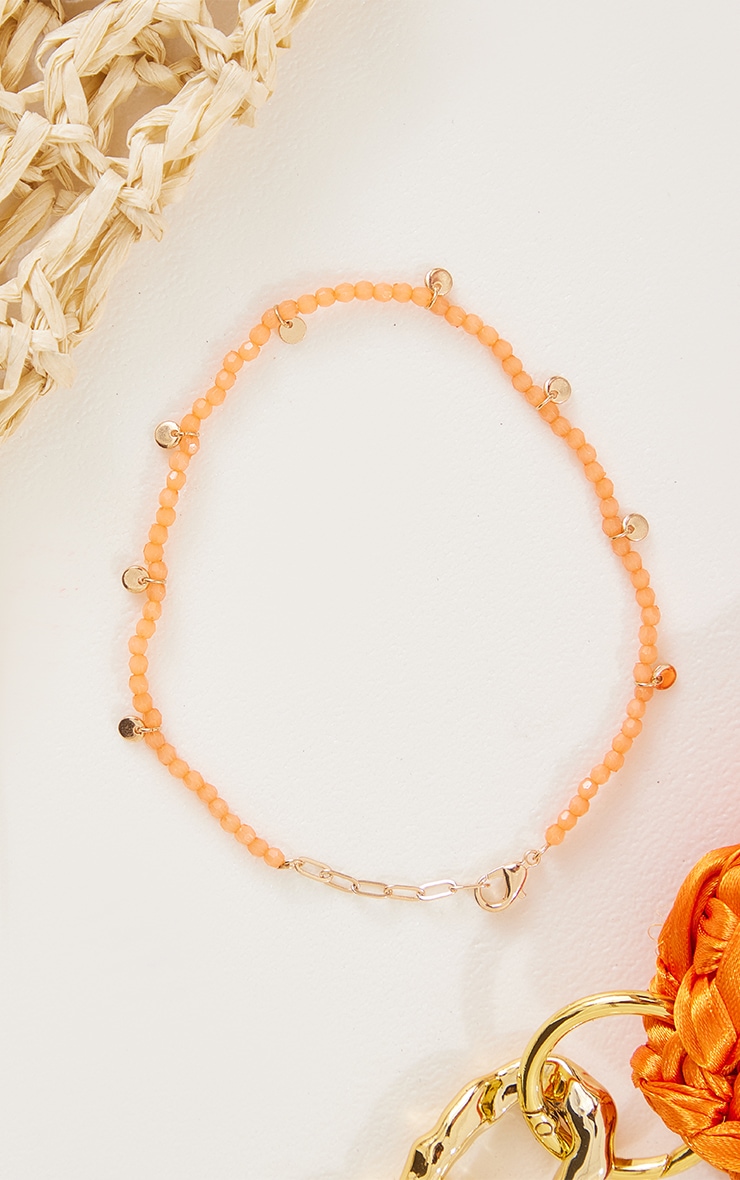 Orange Mixed Media Beaded Anklet image 2