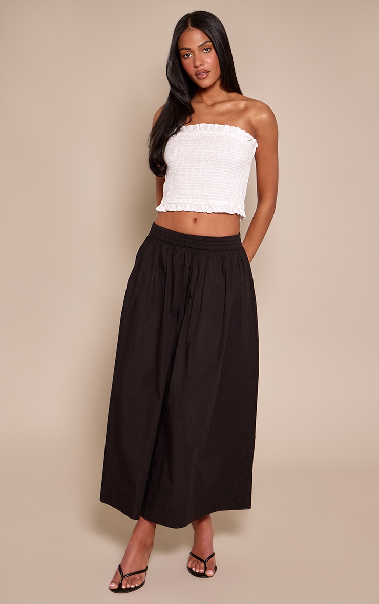 Tall Black Cotton Pocket Detail Midaxi Skirt