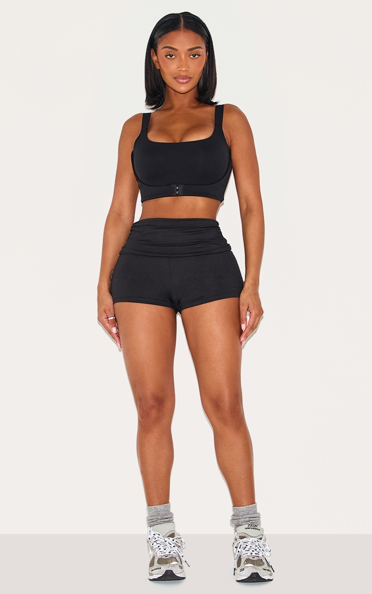 Shape Black Active Ruched Side High Waisted Cycling Shorts image 1