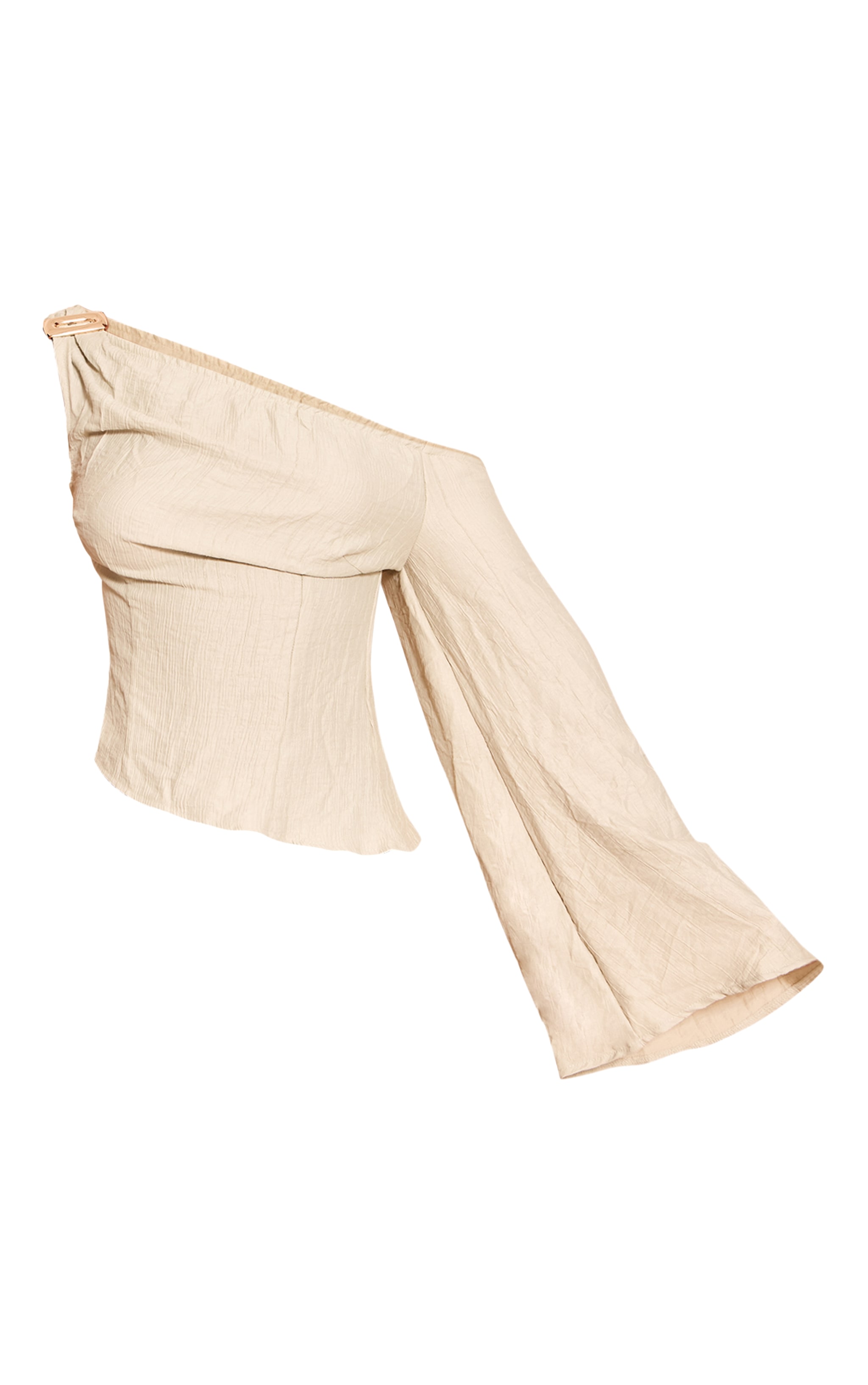 Sage Green Textured Woven Asymmetric Trim Detail Top image 5