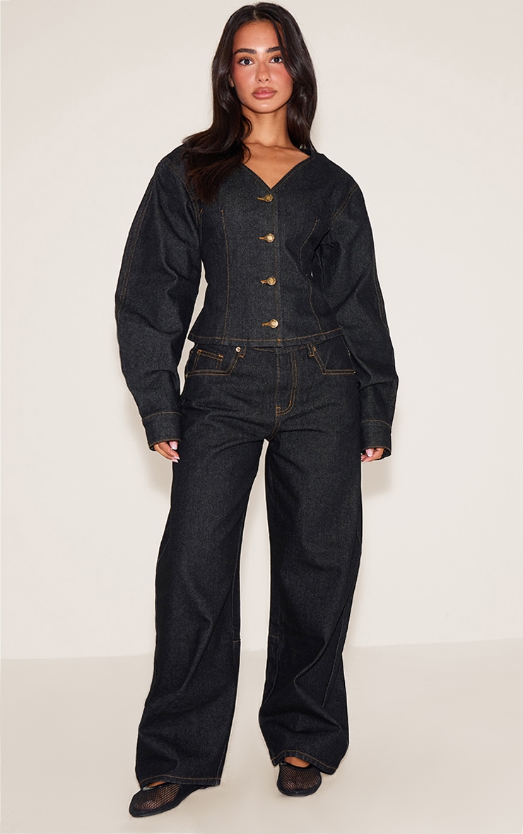  Petite Dark Indigo Wide Leg Balloon Jeans image 1