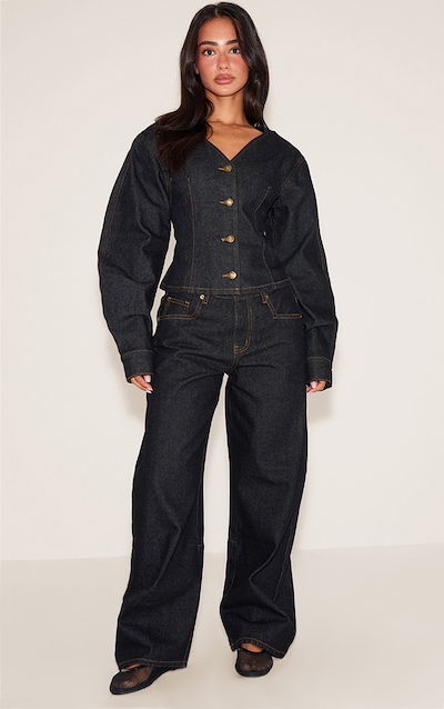 Petite Dark Indigo Wide Leg Balloon Jeans