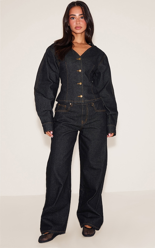  Petite Dark Indigo Wide Leg Balloon Jeans