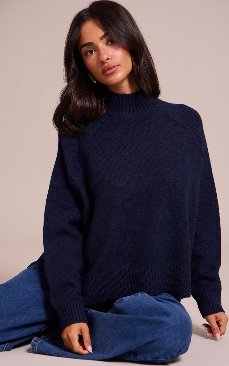 Petite Navy Knit Turtleneck Sweater image 4