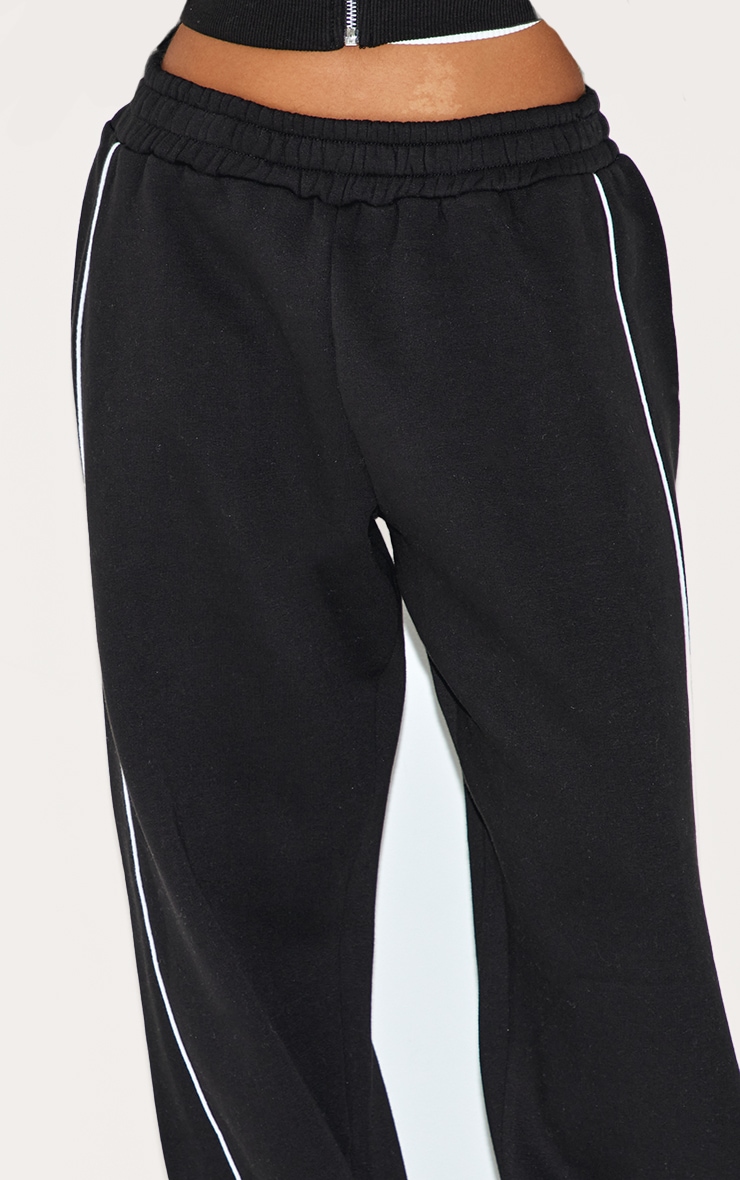 Petite Black Piping Detail Joggers image 4