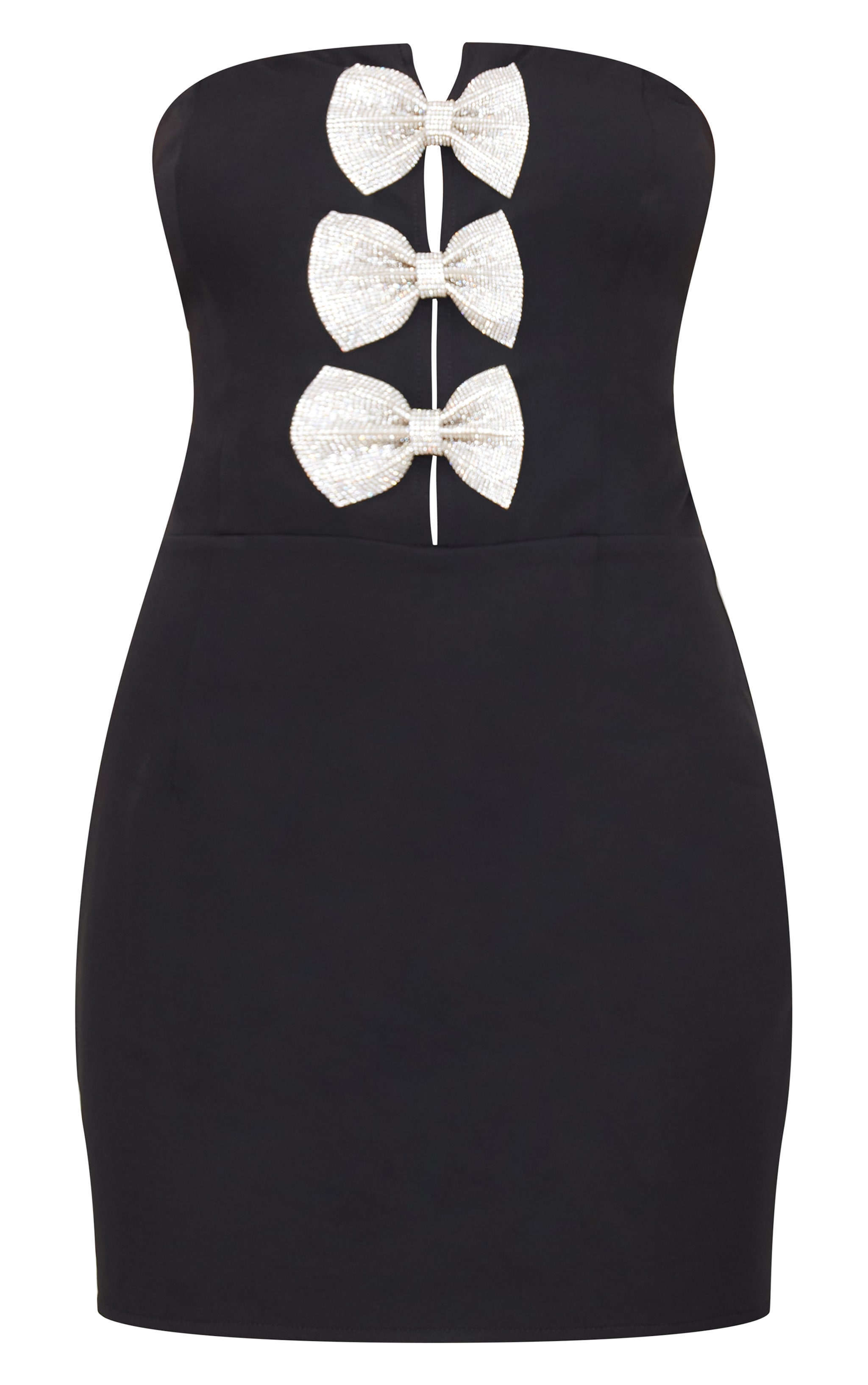 Black Diamante Bow Bandeau Mini Dress image 5