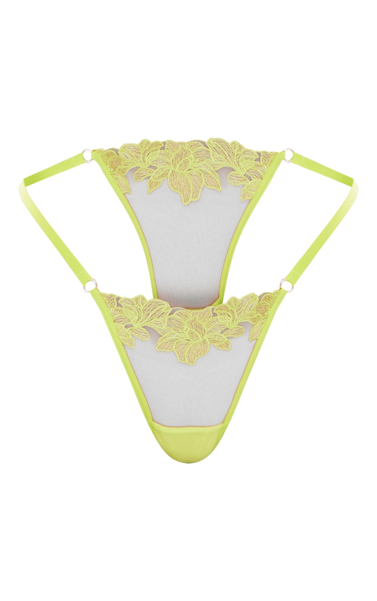 String citron vert en dentelle à fleurs contrastantes détail lanières image 5