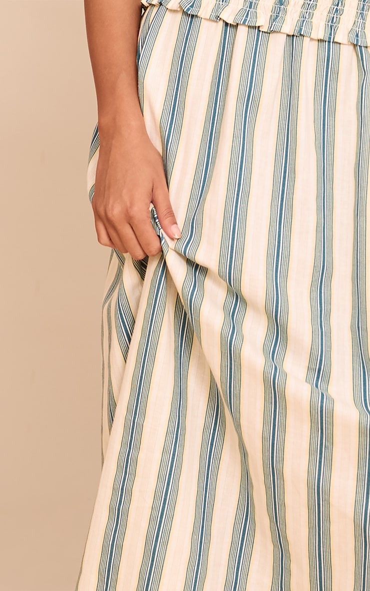 Green Pinstripe Linen Look Maxi Skirt image 4