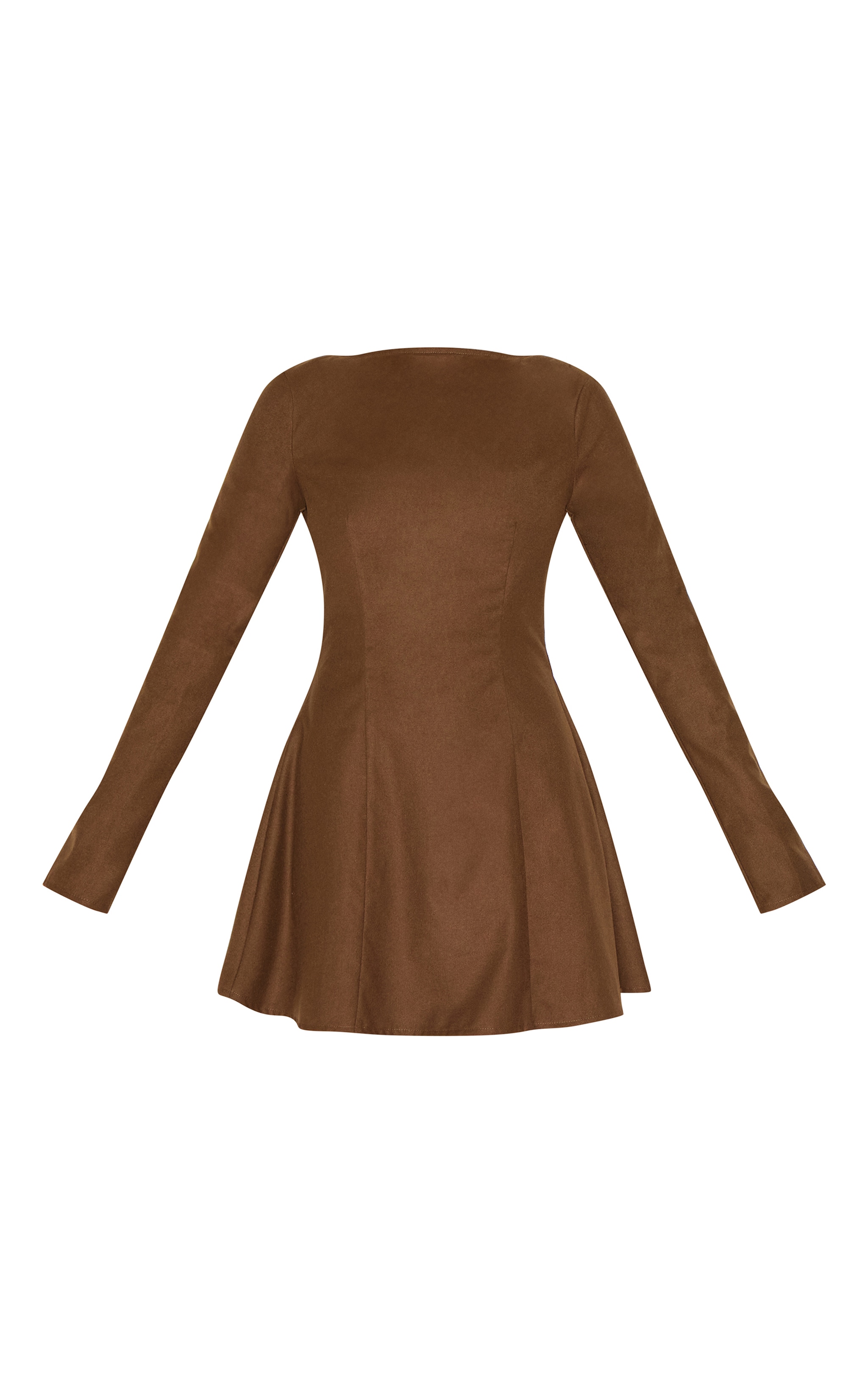 Chocolate Structured Woven Boat Neck Shift Dress image 1