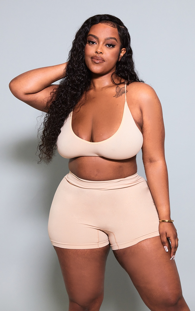 Plus Nude Seamless Rib Scoop Neck Bra