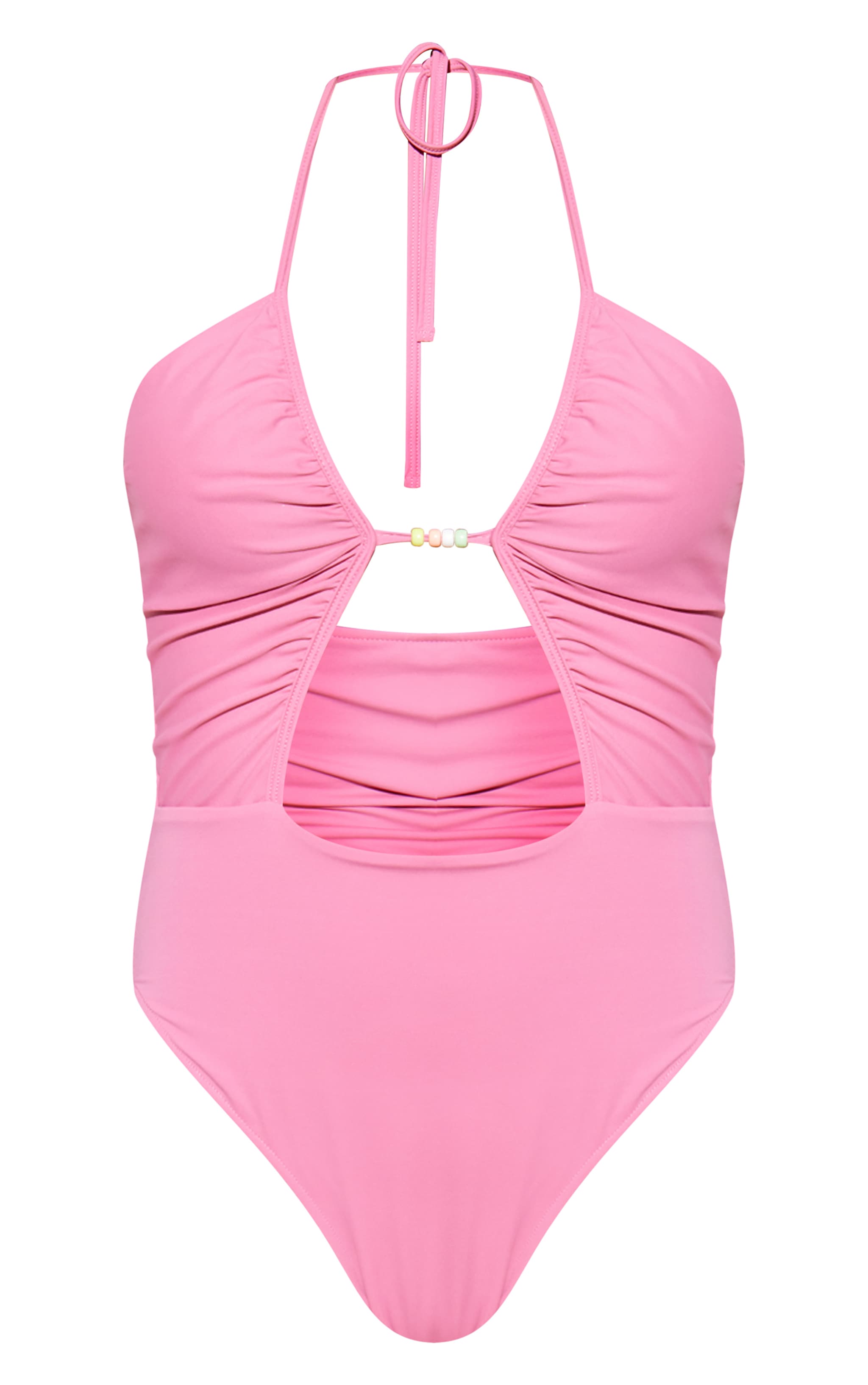 Pink halter swimsuit deals