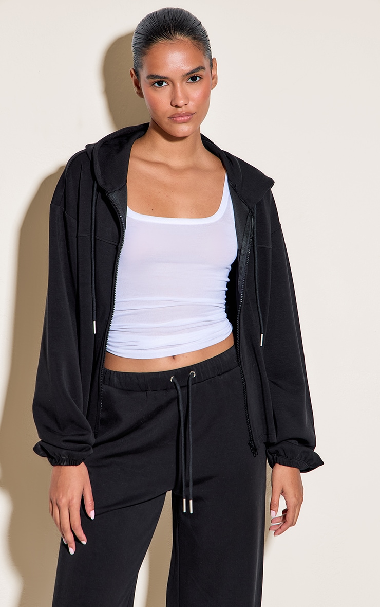 Black Super Soft Zip Hoodie image 4