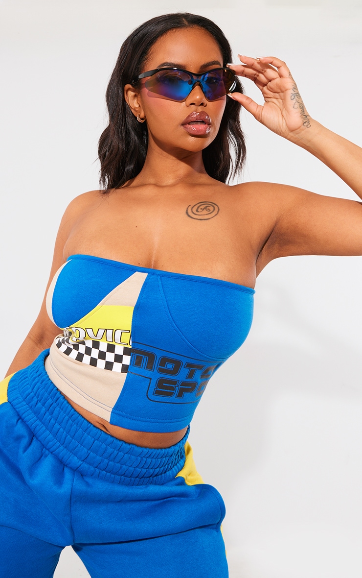 Shape Bright Blue Motorcross Printed Bandeau Sweat Corset