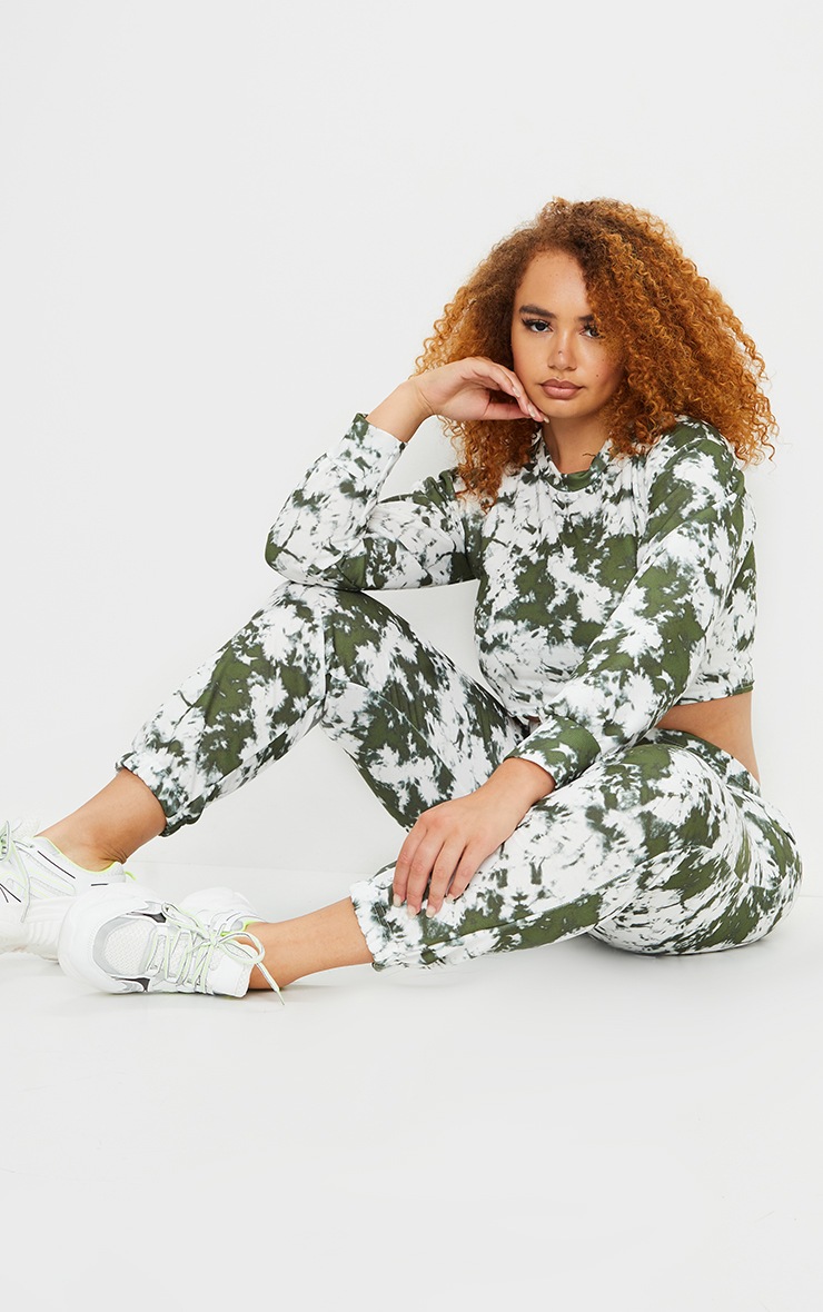 PLT Plus - Ensemble sweat court & jogging tie & dye kaki