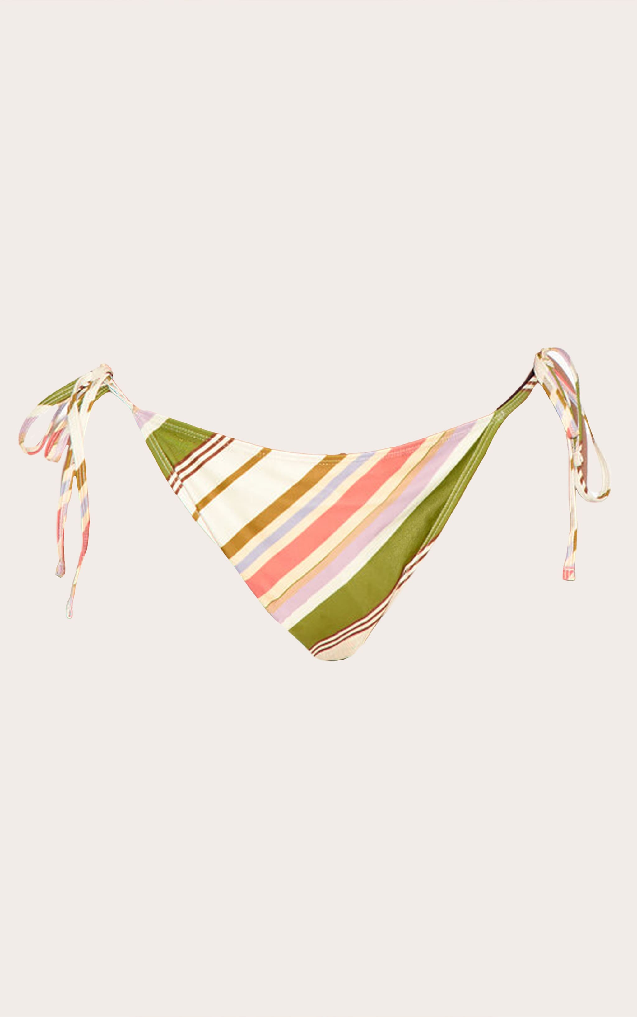 Plus Multi Diagonal Stripe Tie Side Bikini Bottoms image 5