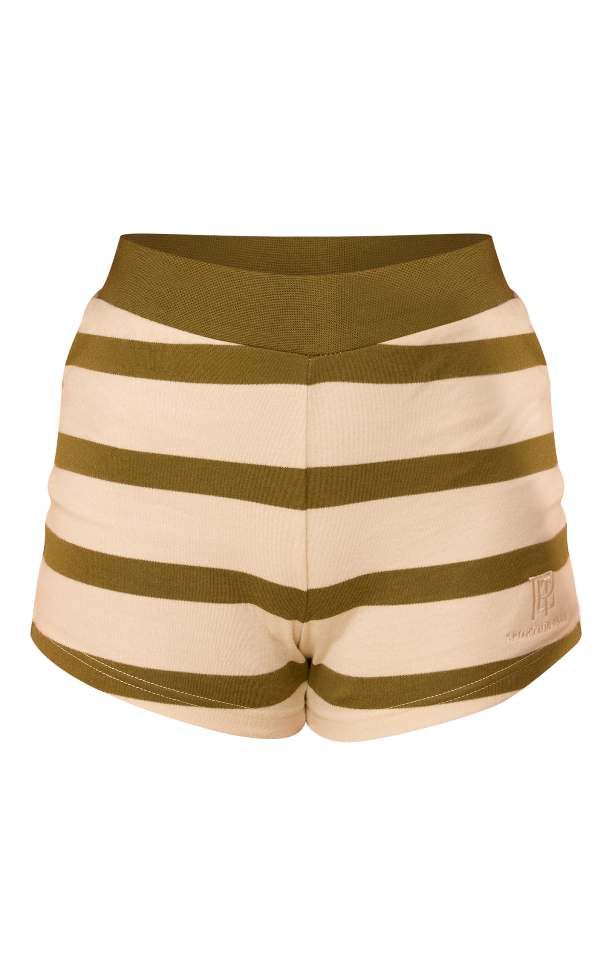 Sage Striped Super Soft PLT Embroidered Shorts image 6