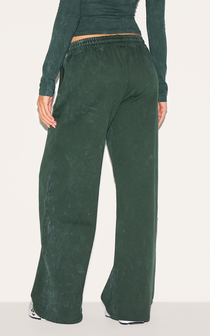 PRETTYLITTLETHING Forest Green Washed Low Rise Oversized Wide Leg Sweatpants image 3