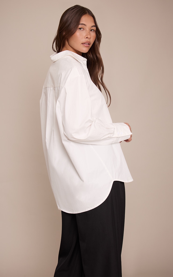 White Cotton Oversized Cuff Shirt image 2