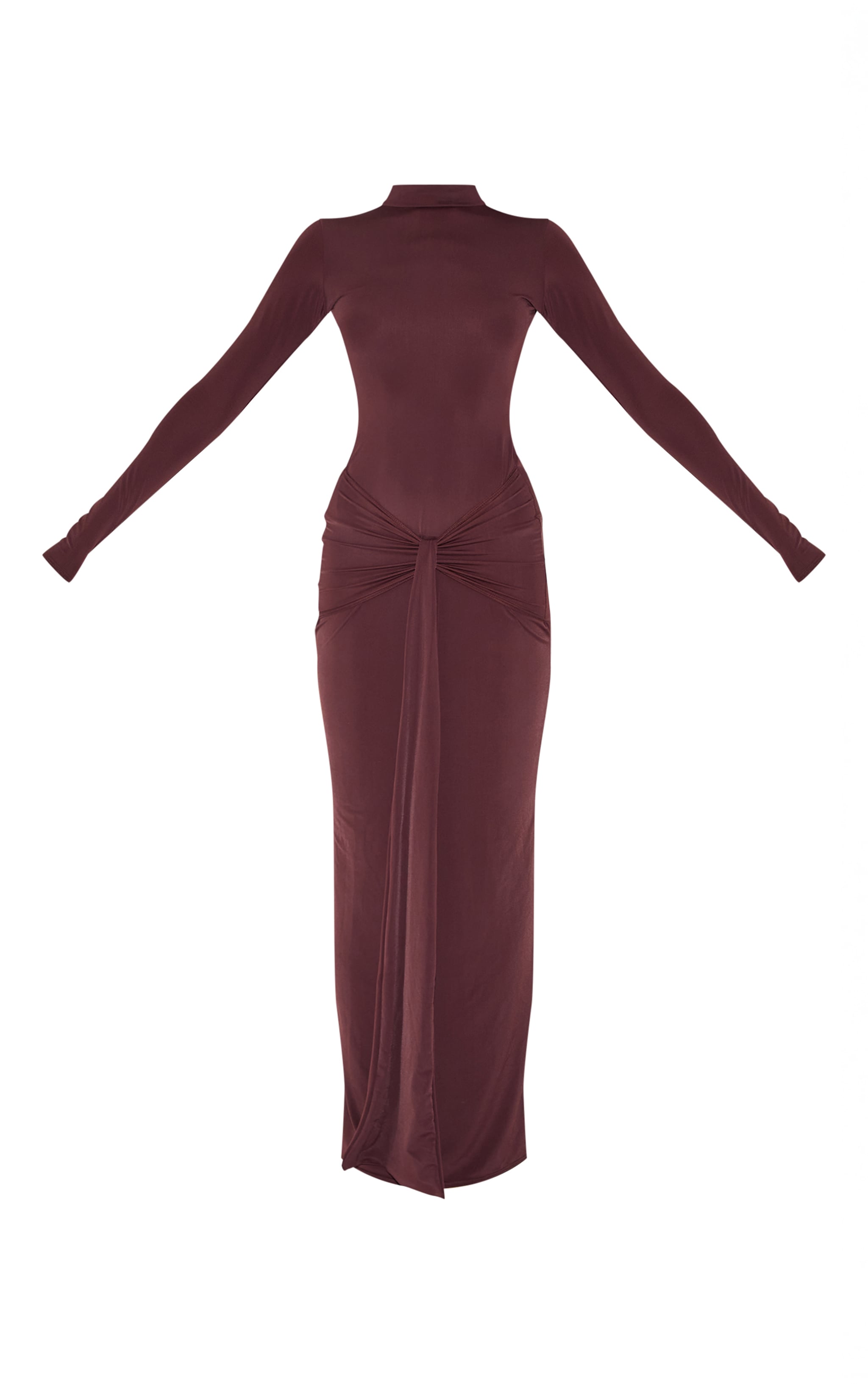 Chocolate Matte Sculpt Wrap Maxi Dress image 5