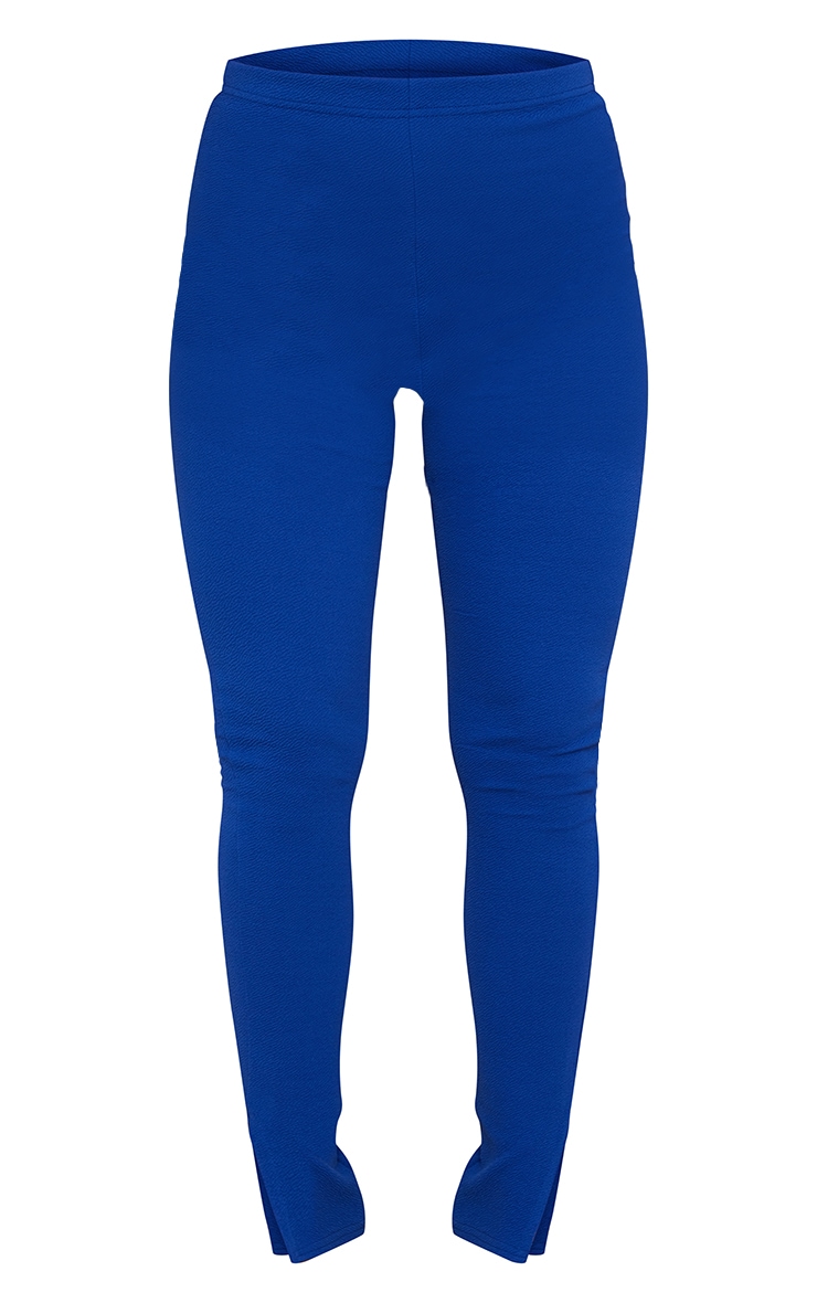 Bright Blue Crepe Split Hem Skinny Flared Pants image 5