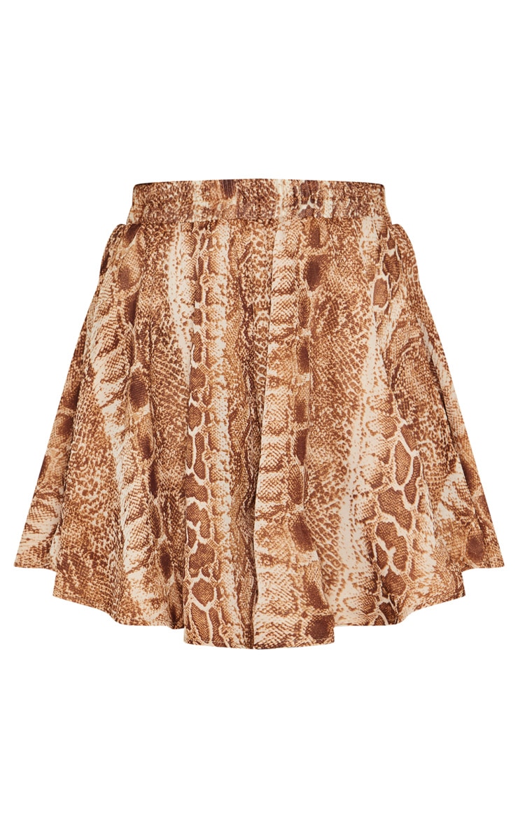 Tall Brown Snake Print Floaty Shorts image 3