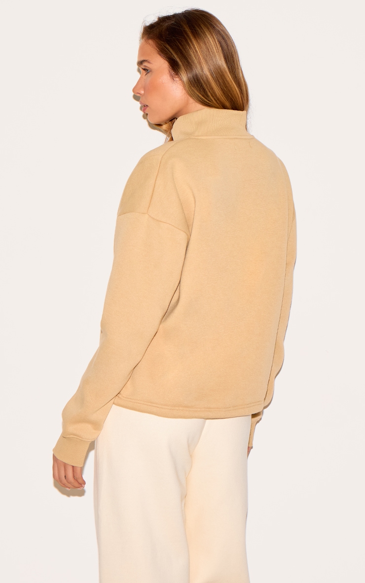 Latte Drawstring Hem Quarter Zip Sweatshirt image 2