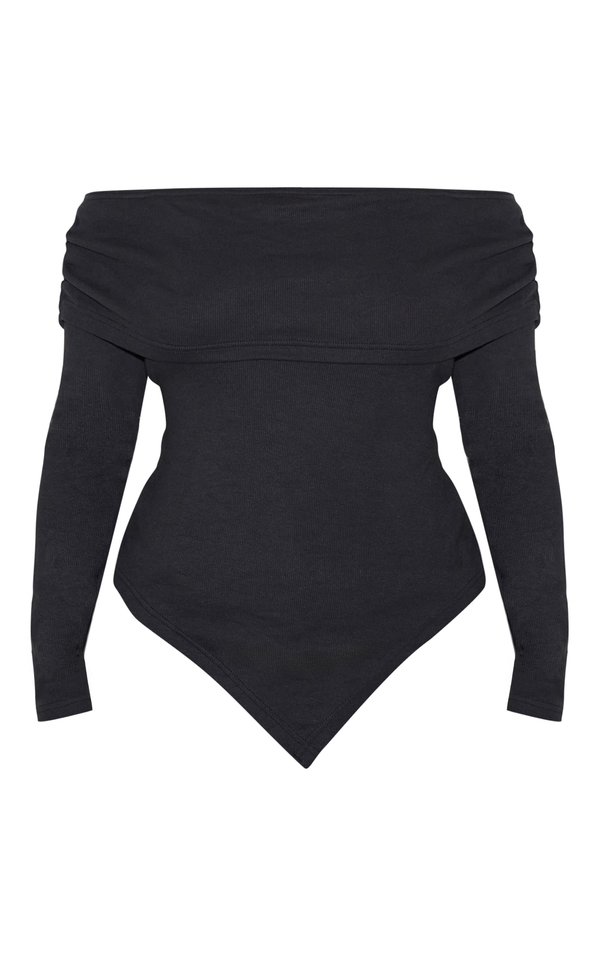 Plus Black Fold Over Dip Hem Top image 5