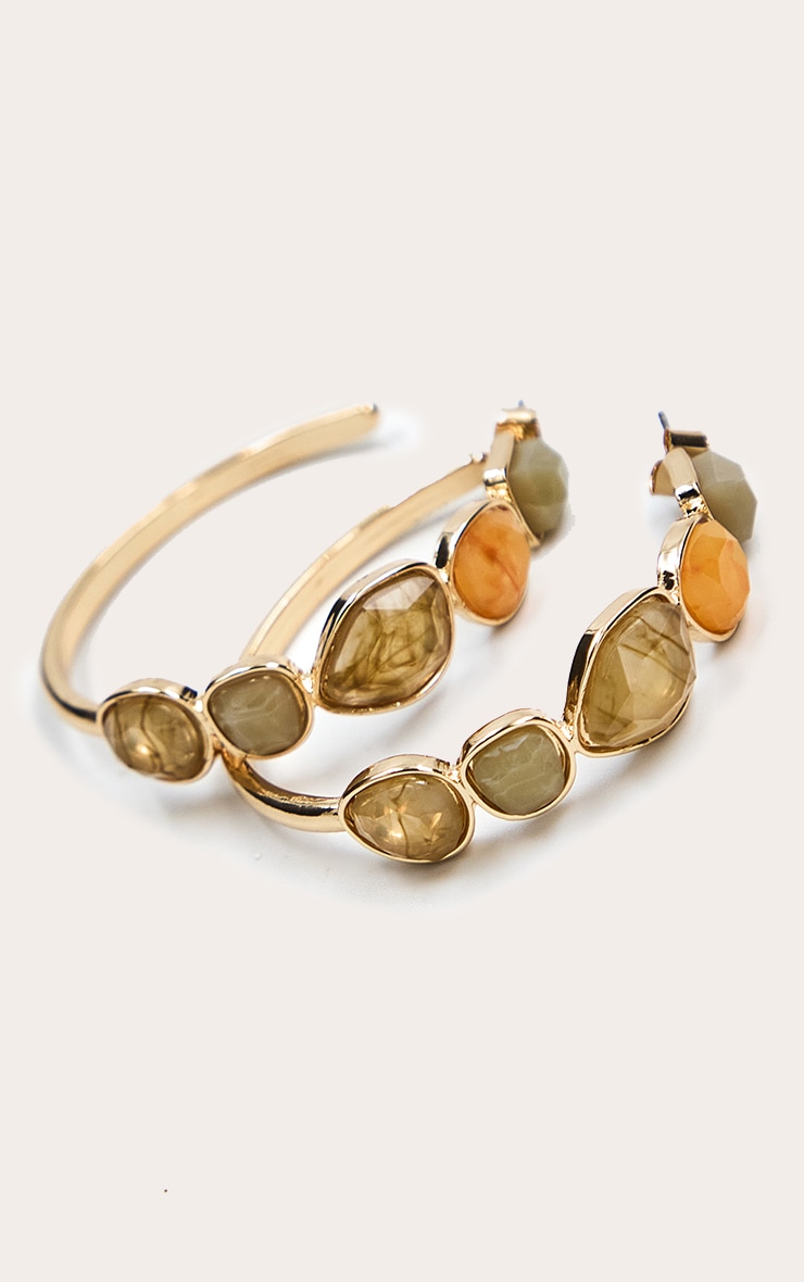 Gold Multi Resin Hoop Earrings image 2