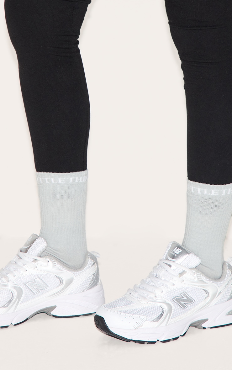 PRETTYLITTLETHING Grey Logo 2 Pack Socks image 3