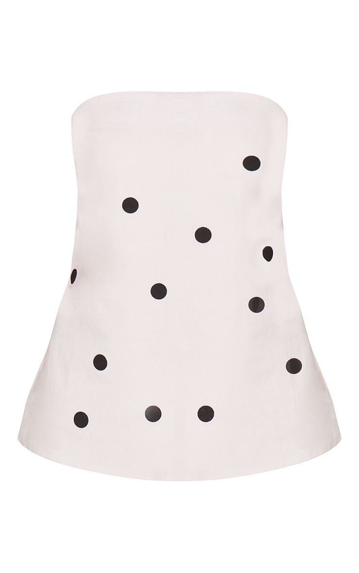 White Polka Dot Cotton Bandeau Flowy Top image 5