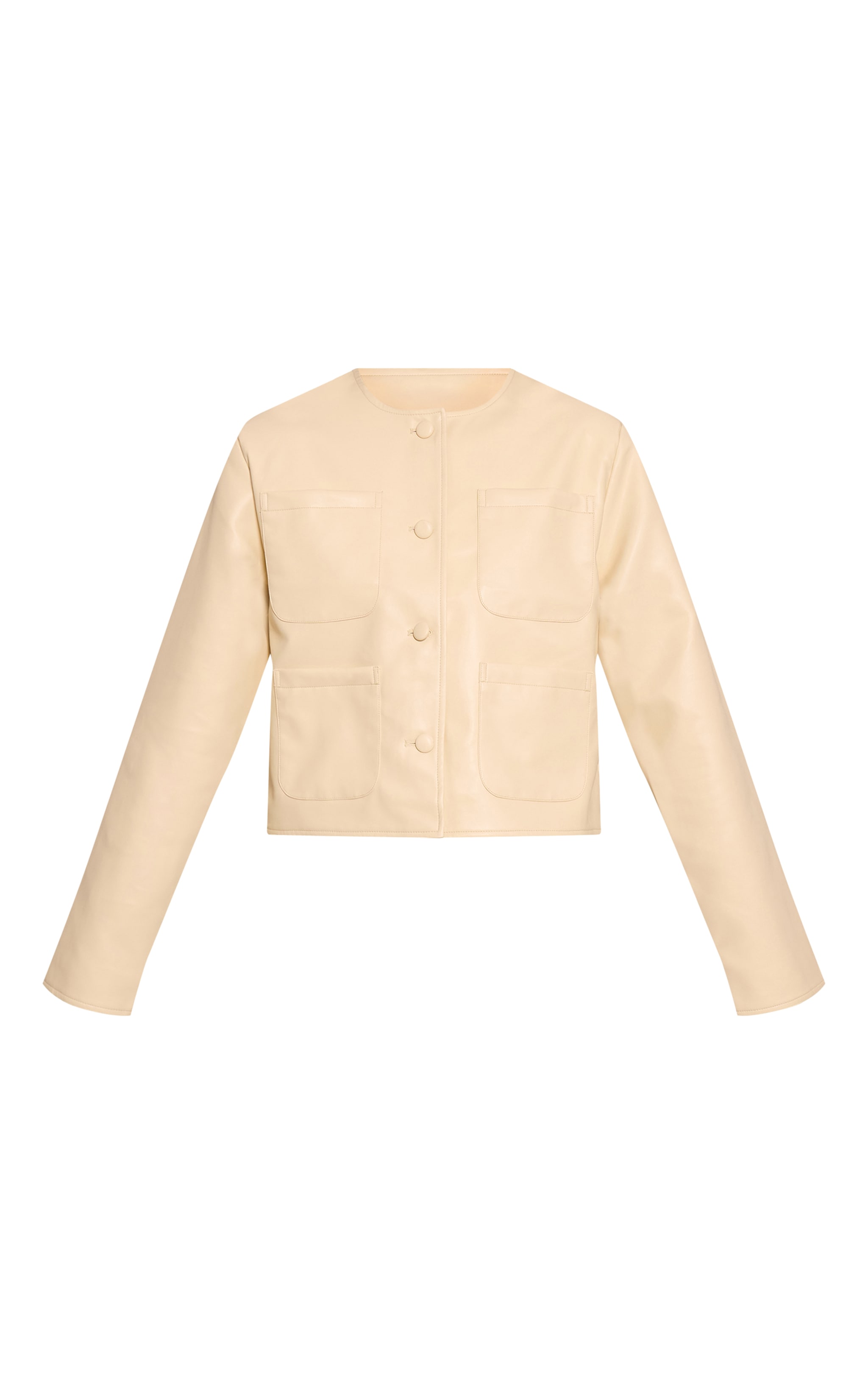 Buttercream Pocket Detail Faux Leather Jacket image 5