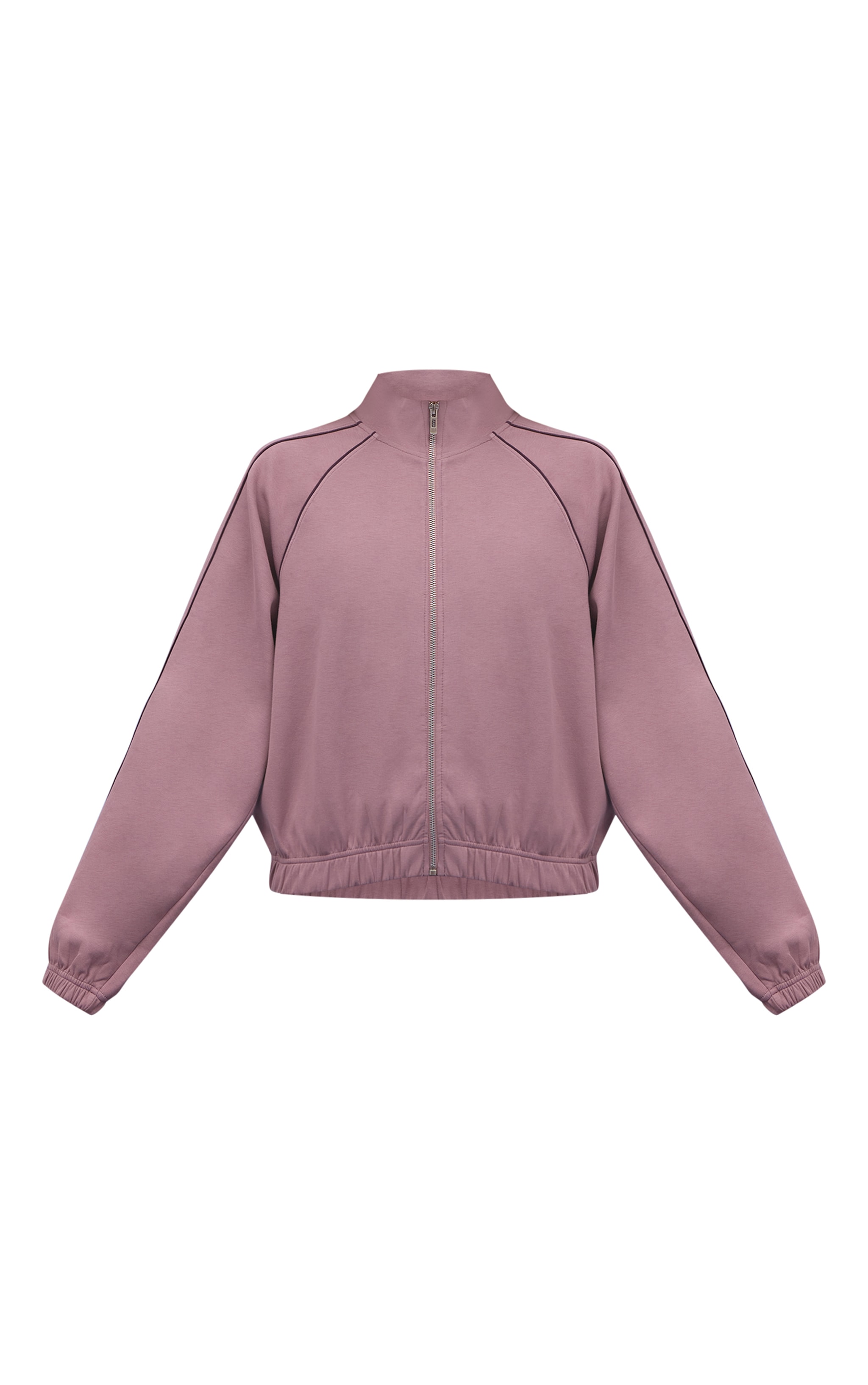Mauve Interlock Contrast Piping Bomber Sweatshirt image 5