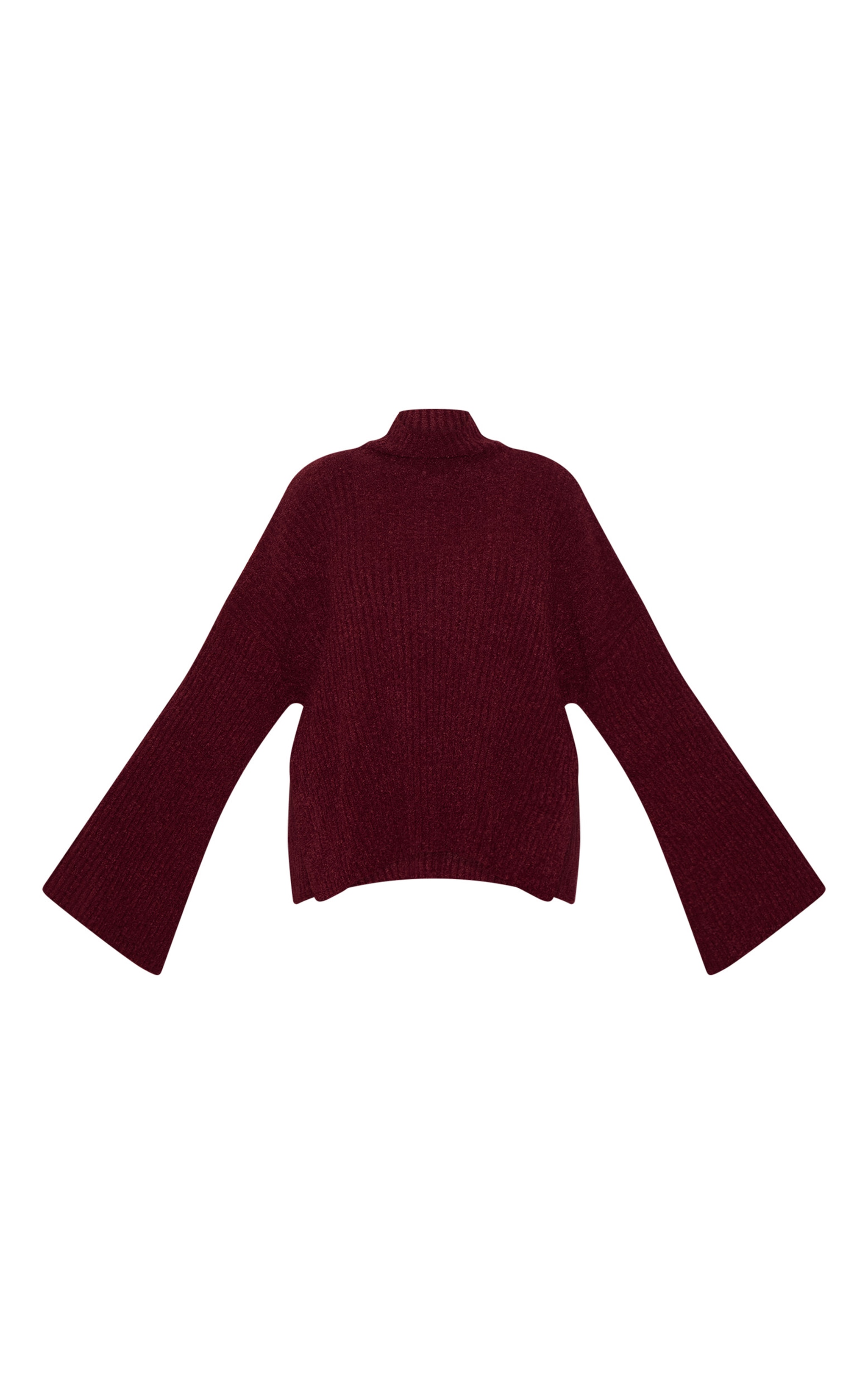 Plus Burgundy Rib Boucle Knit Oversized Sweater image 5