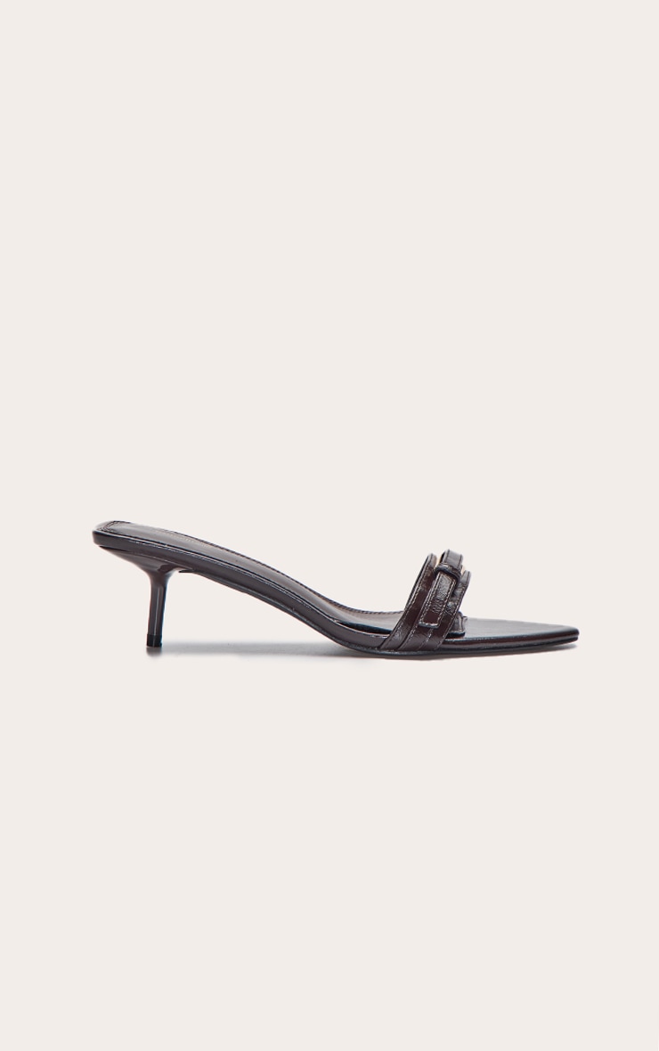 Chocolate Crinkle Buckle Kitten Heel Mule image 2
