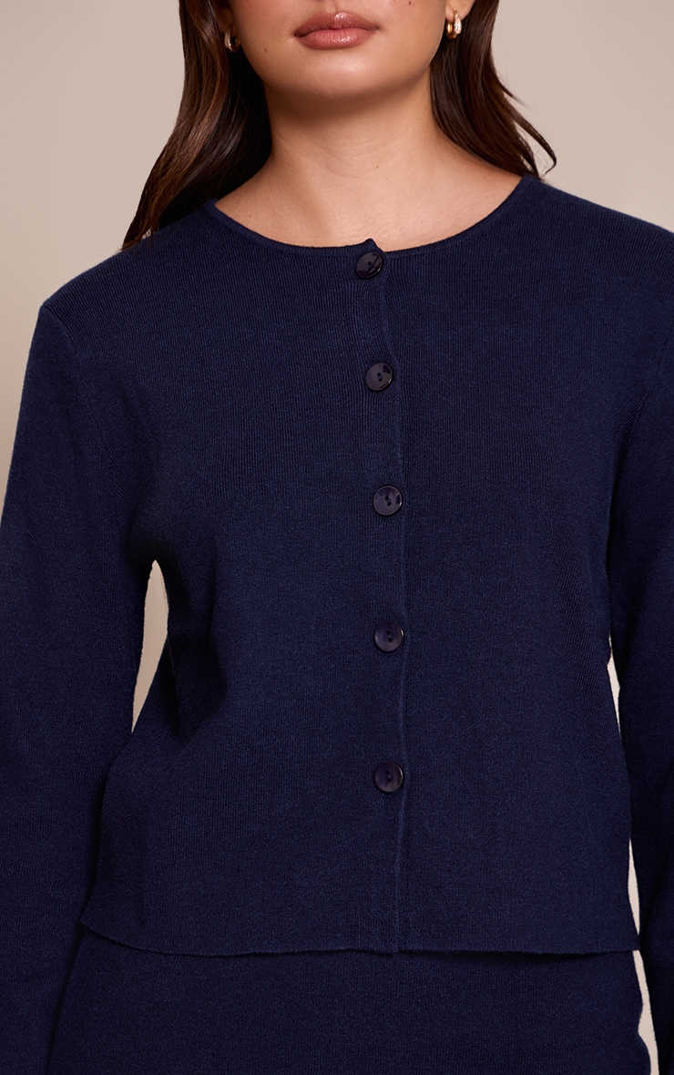 Cardigan en maille tricot compacte bleu marine sans revers image 4