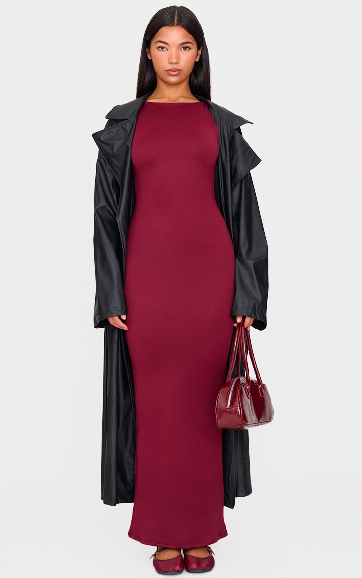 High neck maroon dress cheap