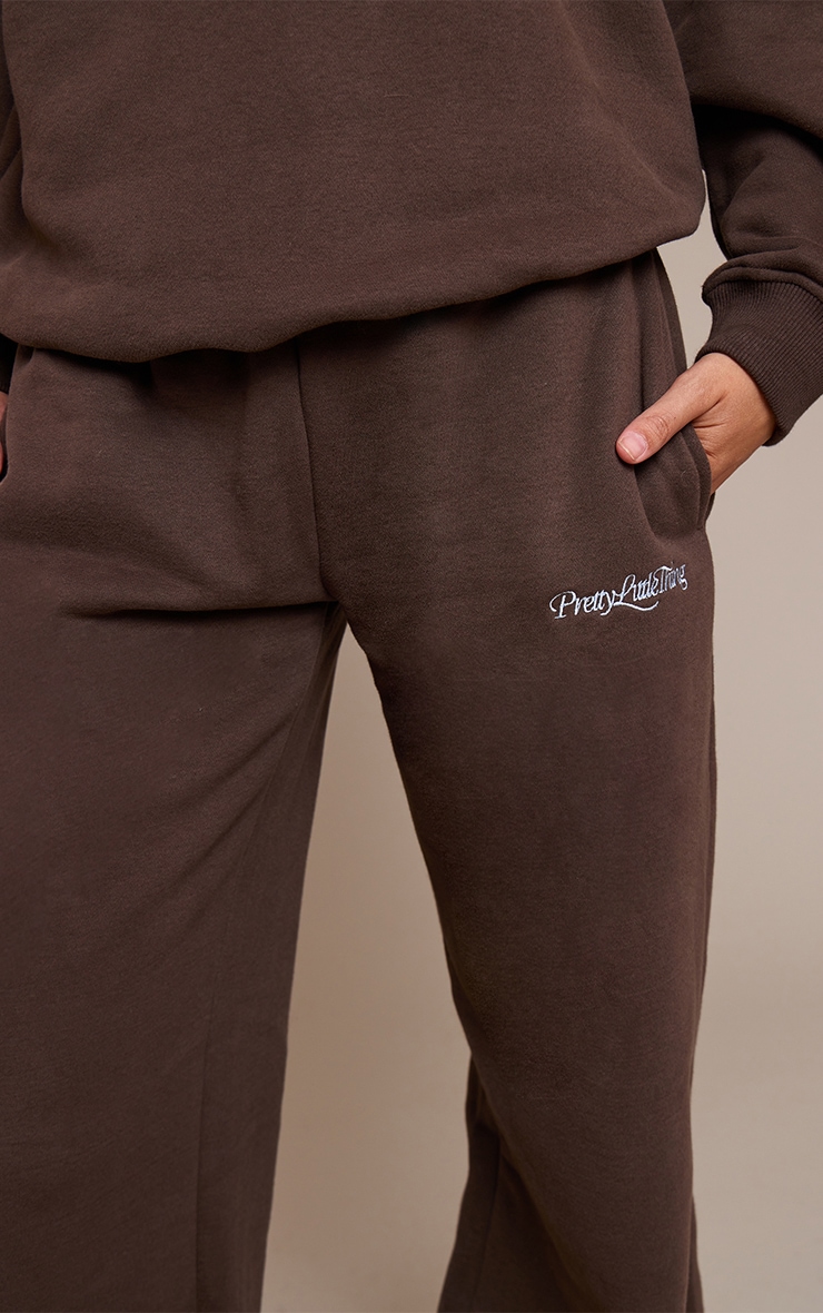 Prettylittlething Espresso Cotton Fleece Straight Leg Sweatpants image 4