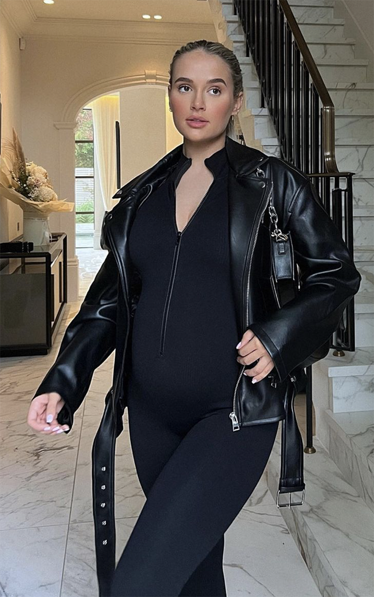 Maternity Black Contour Ribbed Jumpsuit 1