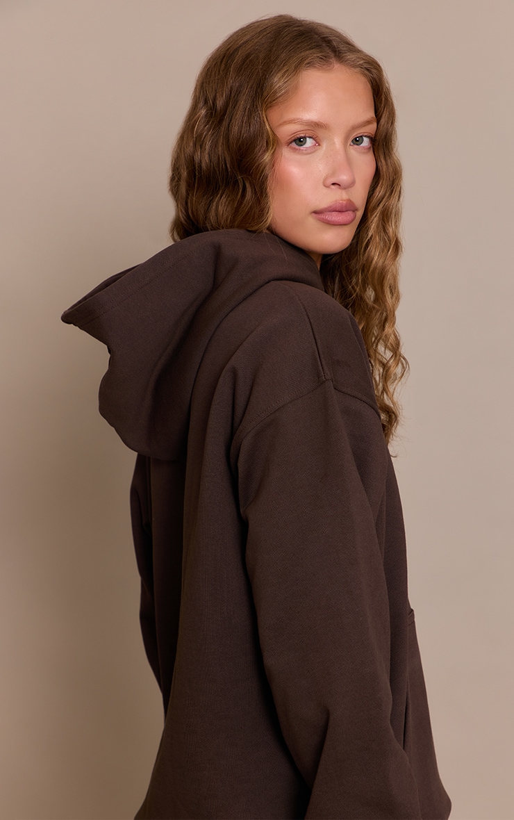 Chocolate 440 GSM Heavyweight Cotton Loopback Hoodie image 2