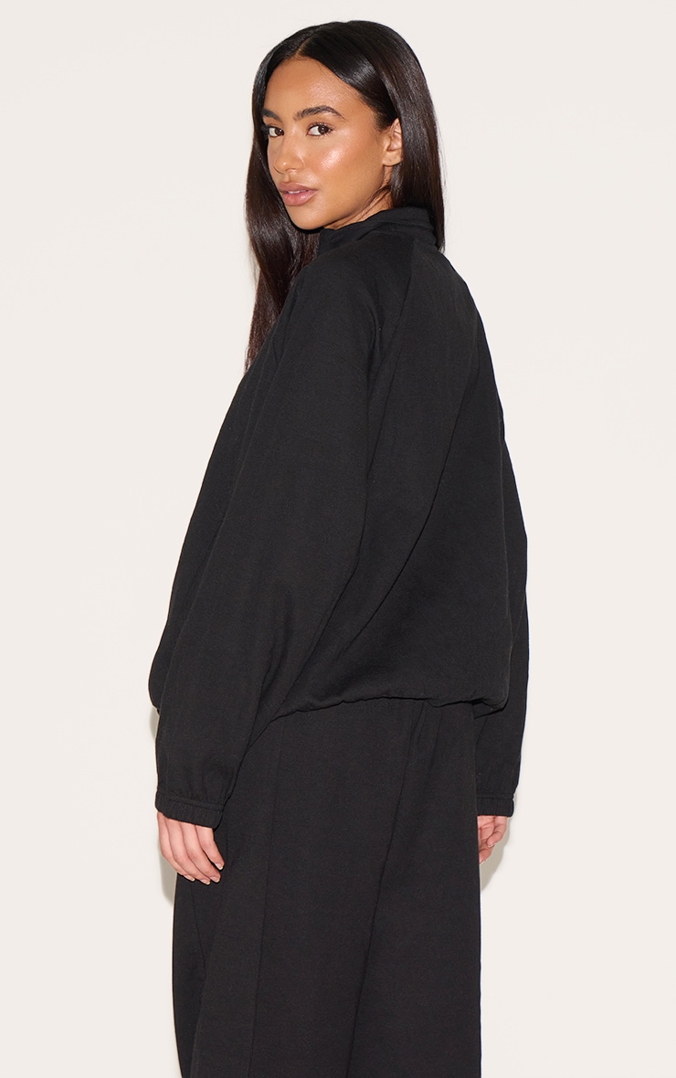 Petite Black Oversized Interlock Zip Through Sweatshirt image 2