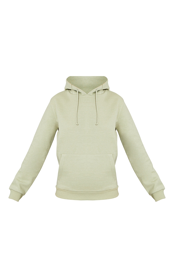 Recycled Sage Green Basic Slim Hoodie Tops PrettyLittleThing