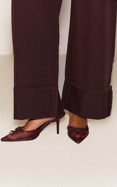 Mules en mesh chocolat à noeud