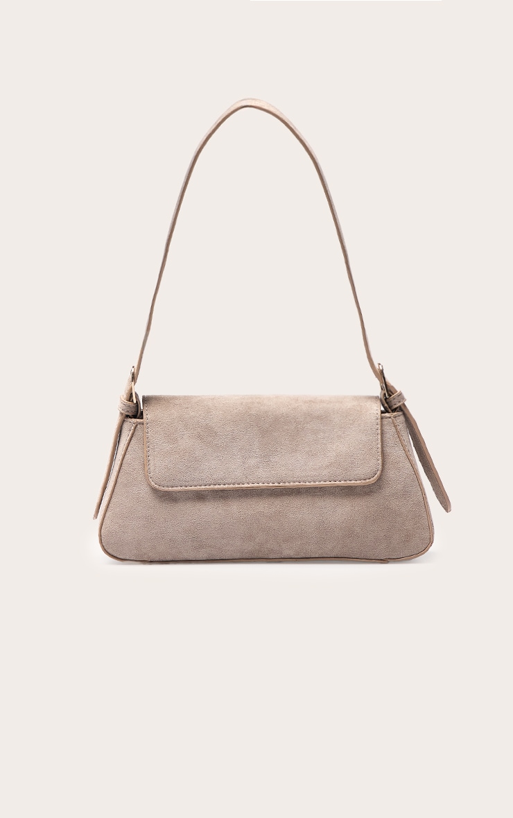 Taupe Faux Suede Trapeze Simple Shoulder Bag image 2