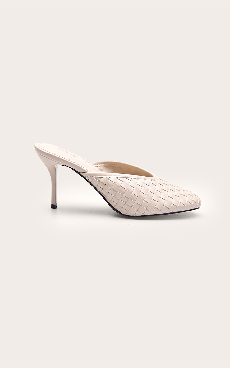 Cream Hand Woven Round Toe Mule image 2
