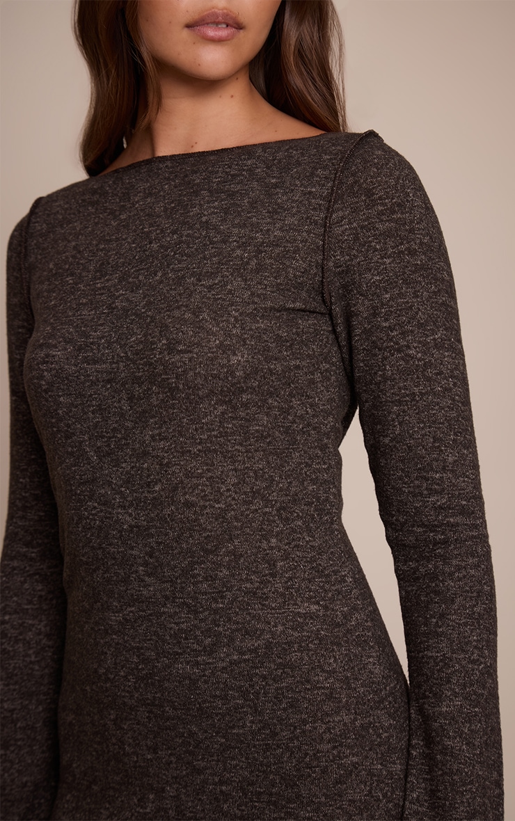 Chocolate Jersey Long Sleeve Maxi Dress image 4