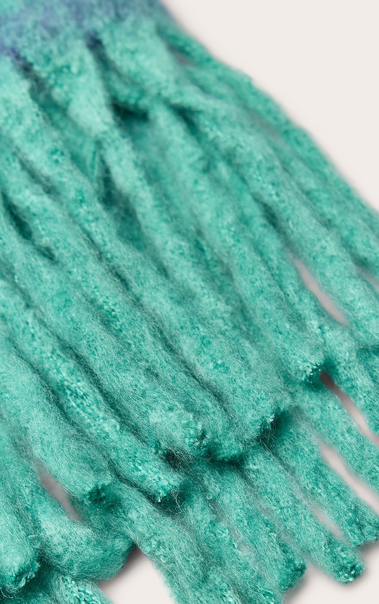 Blue Green Striped Blanket Scarf image 3