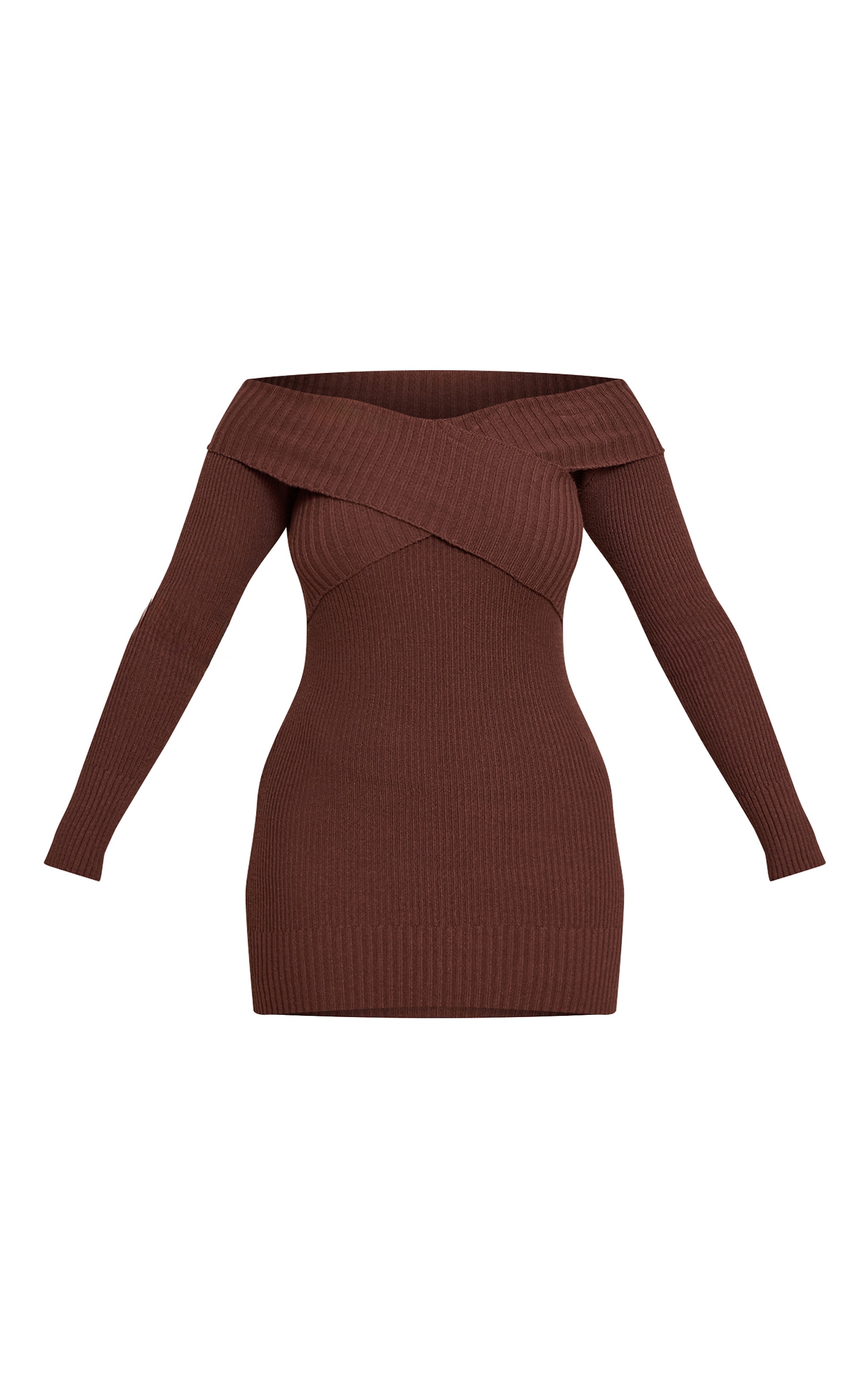 Shape Chocolate Bardot Knitted Bodycon Dress image 5