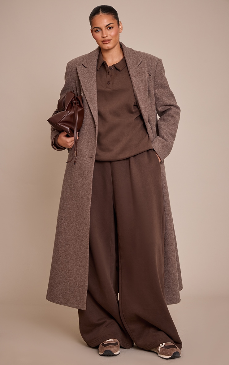 Plus Chocolate Cotton Fleece Straight Leg Sweatpants image 1