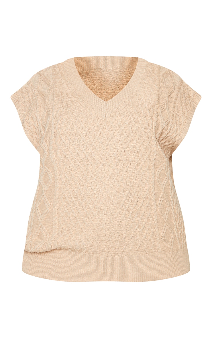 Plus Stone Cable Knitted V Neck Vest image 5