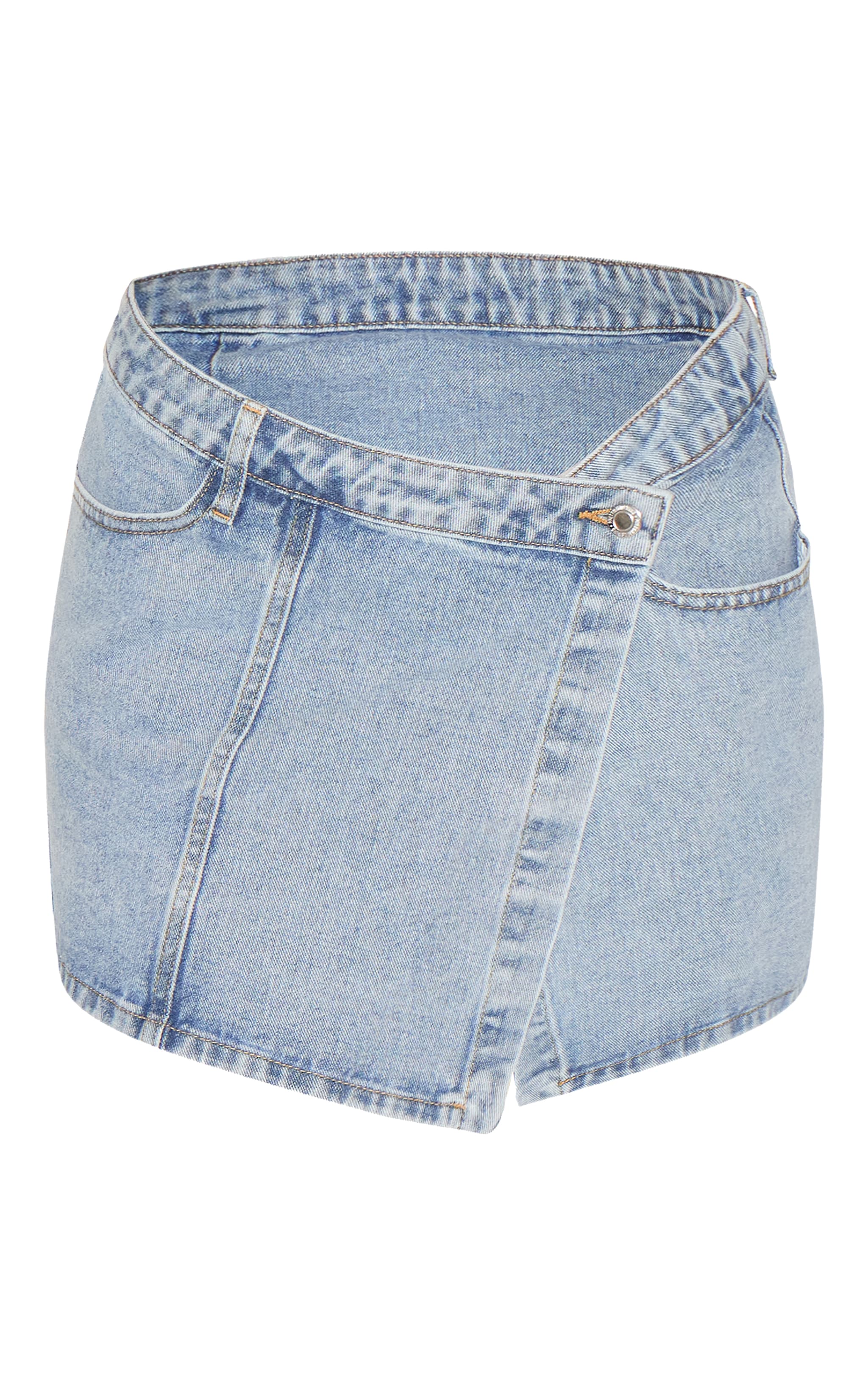 Tall Vintage Wash Asymmetric Denim Mini Skirt image 6